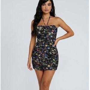 ZARA Floral Print Mini Dress Size Medium NWT